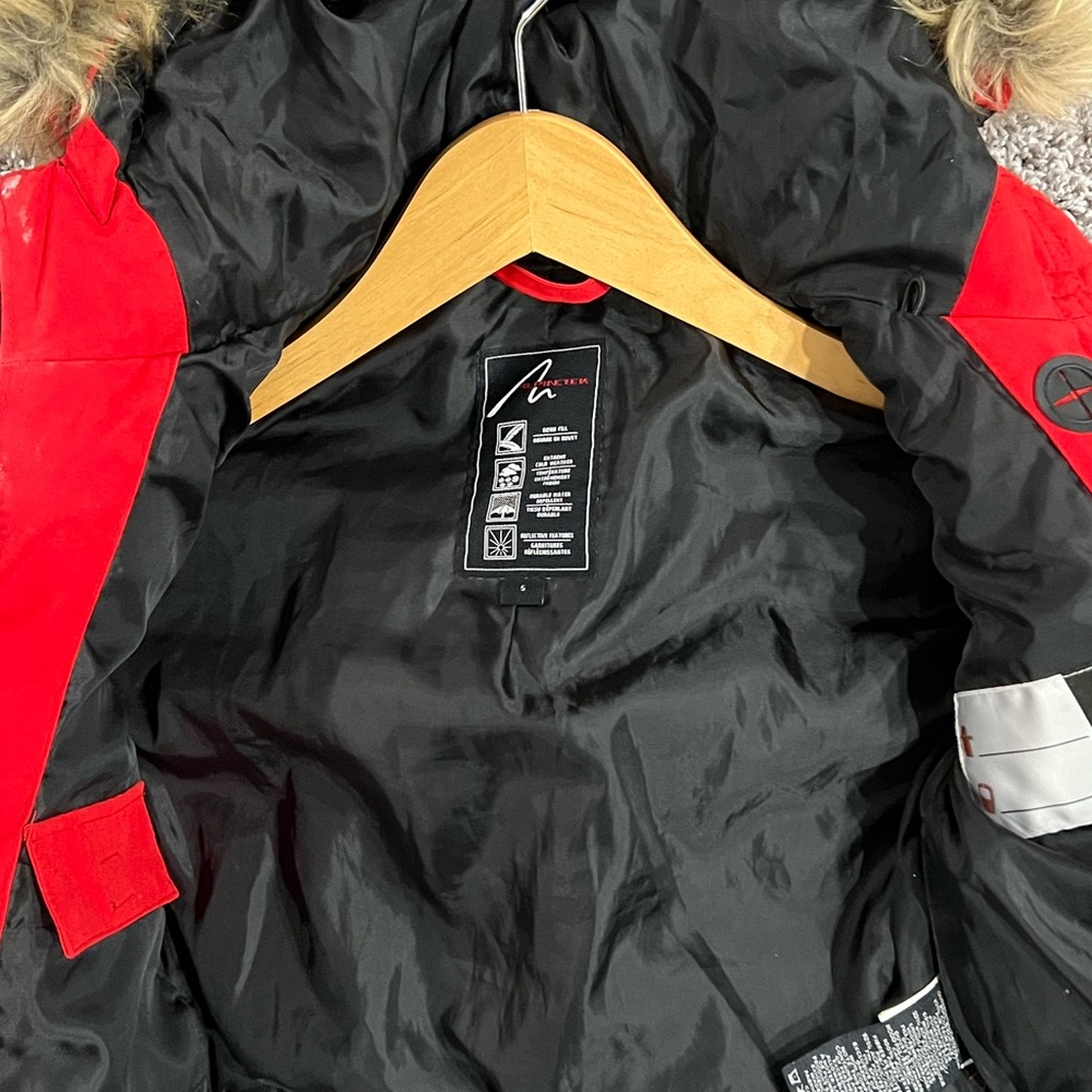 Cozy Red Kids Parka Jacket with Faux Fur Hood - Picture 4 of 4